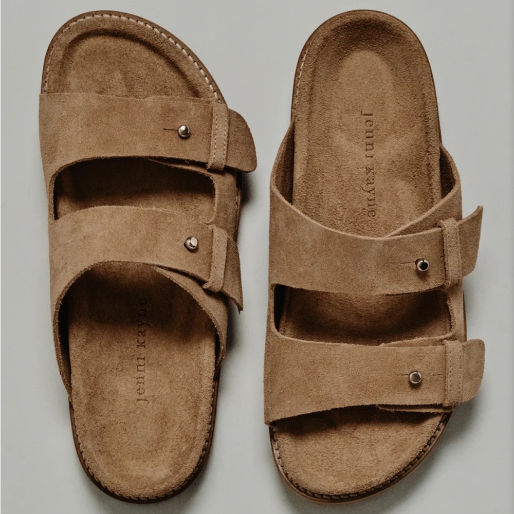 Jenni Kayne Suede Hutton Slide Sandal, Tan, 38